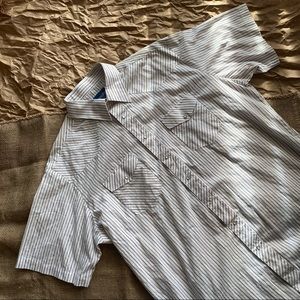 Wrangler Western Pearl Snap Shirt, Tall, white with brown and mustard stripes